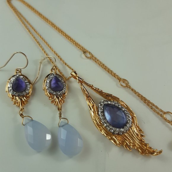 Retired Alexis Bittar Set Necklace Pendant and Drop Earrings with Amethyst - Picture 12 of 13